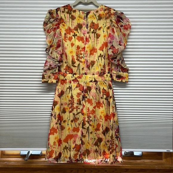 Walter Baker NWT Yellow Tulip Adriana Floral Puff Sleeve Dress Size 0 - Picture 8 of 14